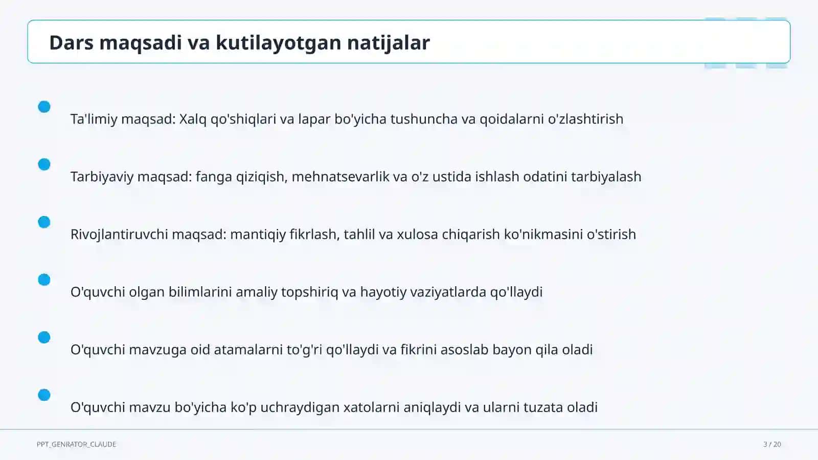 Xalq qo'shiqlari va lapar (3-sinf) 3
