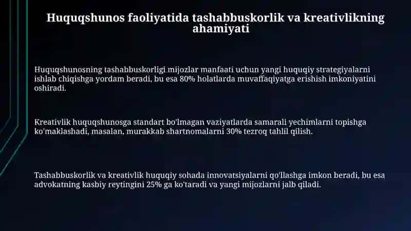 Huquqshunoslikda tashabbuskorlik, kreativlik va masalaga ijodiy yondashuv 3