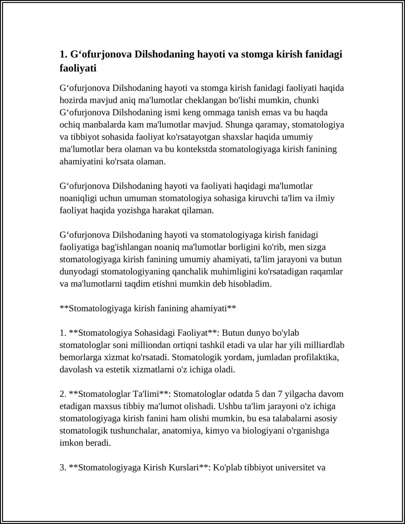 GʻOFURJONOVA DILSHODANI STOMGA KIRISH FANIDAN REFERATI 3