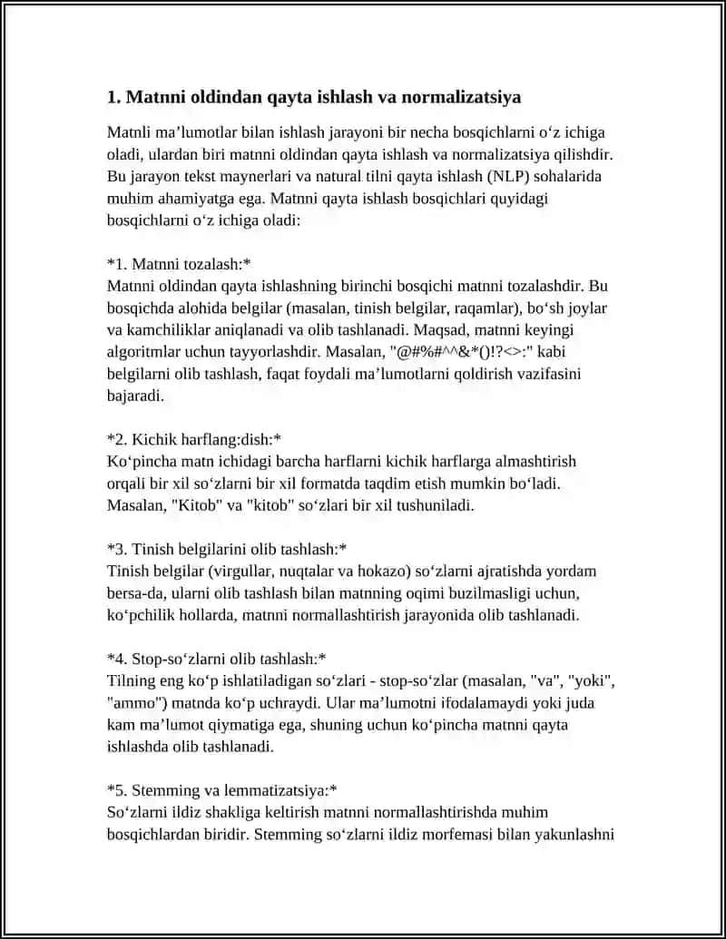MATNLI MA’LUMOTLAR BILAN ISHLASH (TEXT MINING VA NATURAL LANGUAGE PROCESSING) 3
