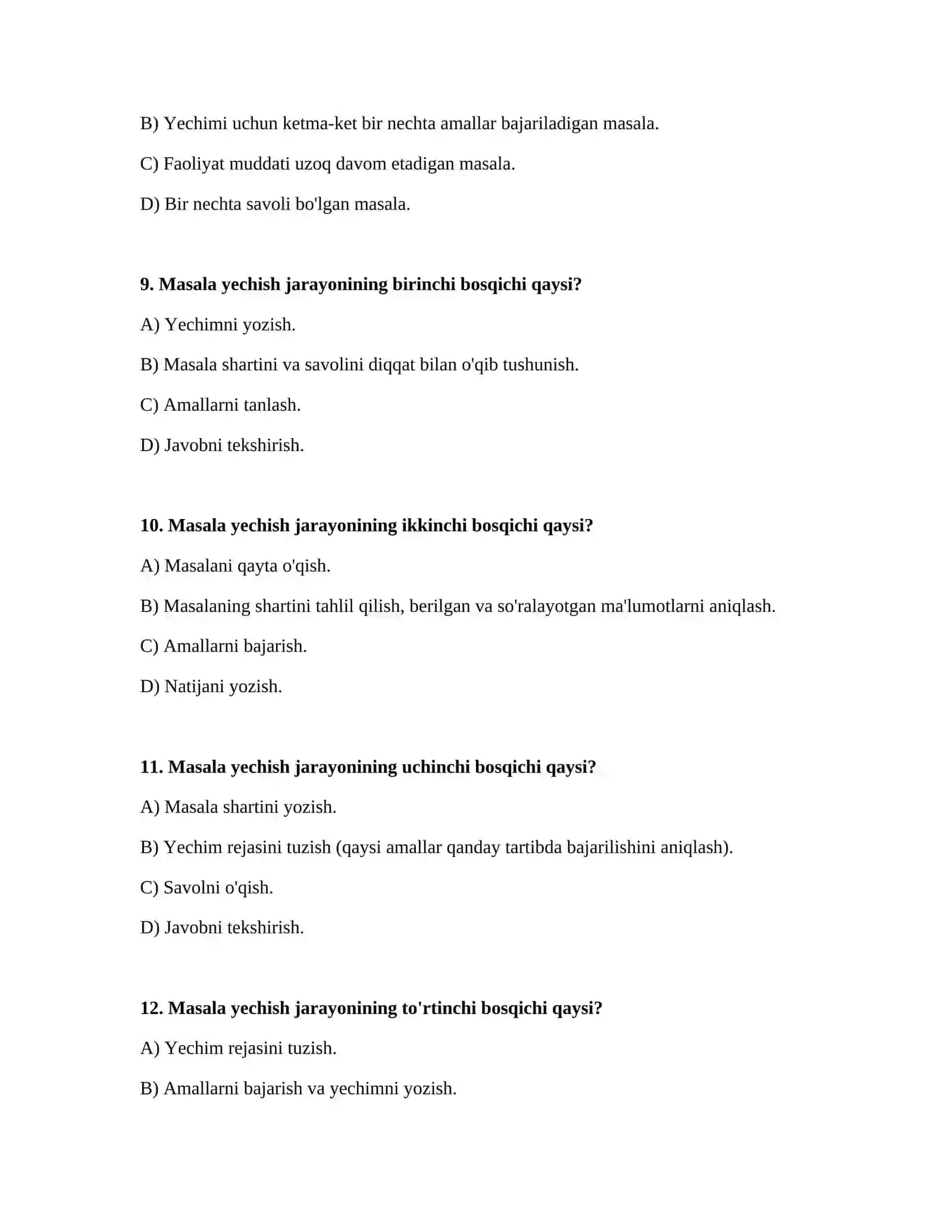 Arifmetik masalalar yechishga oʻrgatish metodikasi.Masala va uning tarkibi.3-sinf misolida 3