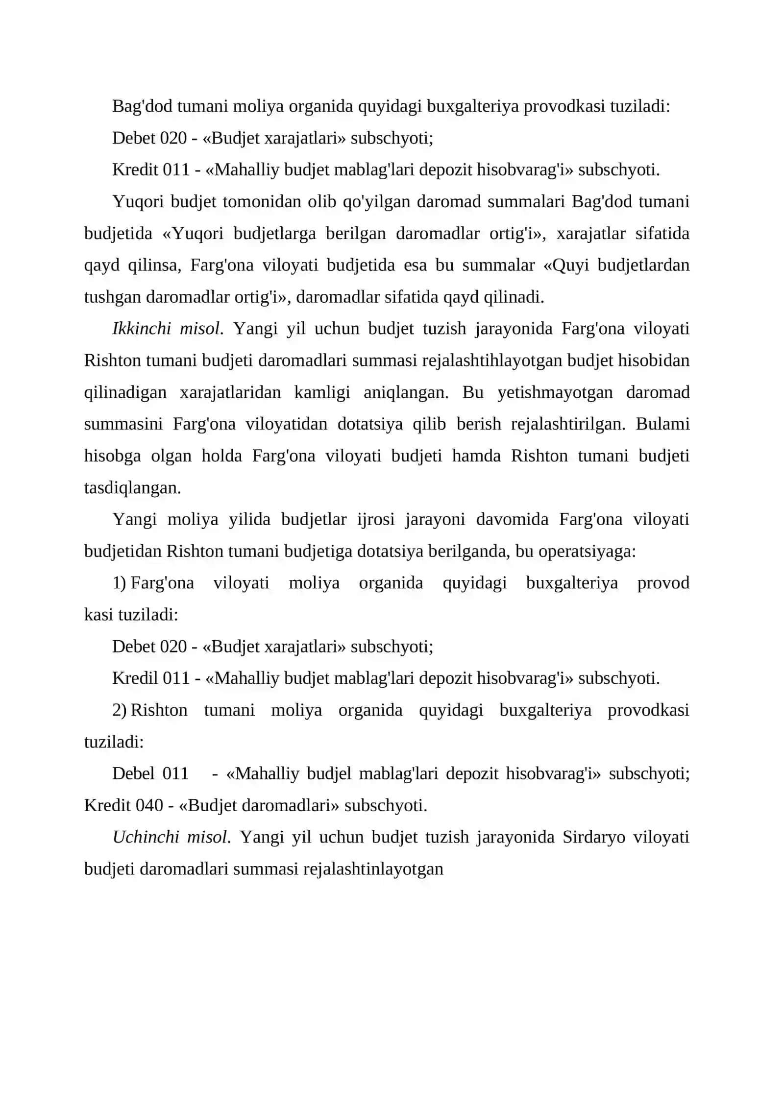 Moliya organlarida budjetlararo hisob-kitoblar va budjet ssudalari hisobi 3