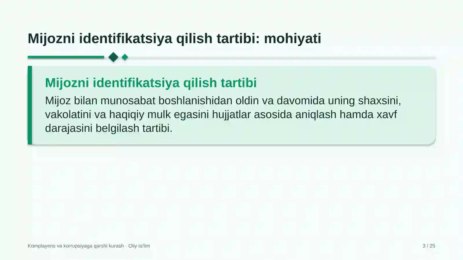 Ko'mir sanoatida mijozni identifikatsiya qilish tartibi 3