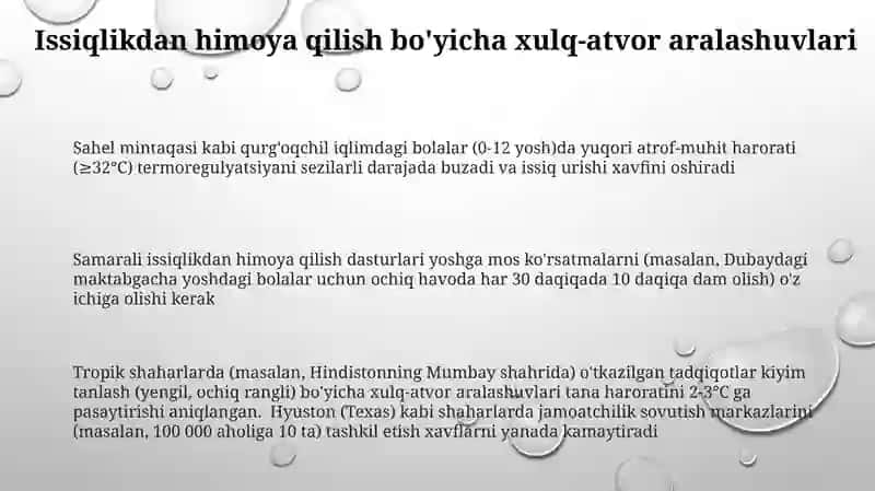 Issiq iqlim sharoitlarida bolalarning termoregulyatsiyasi 3
