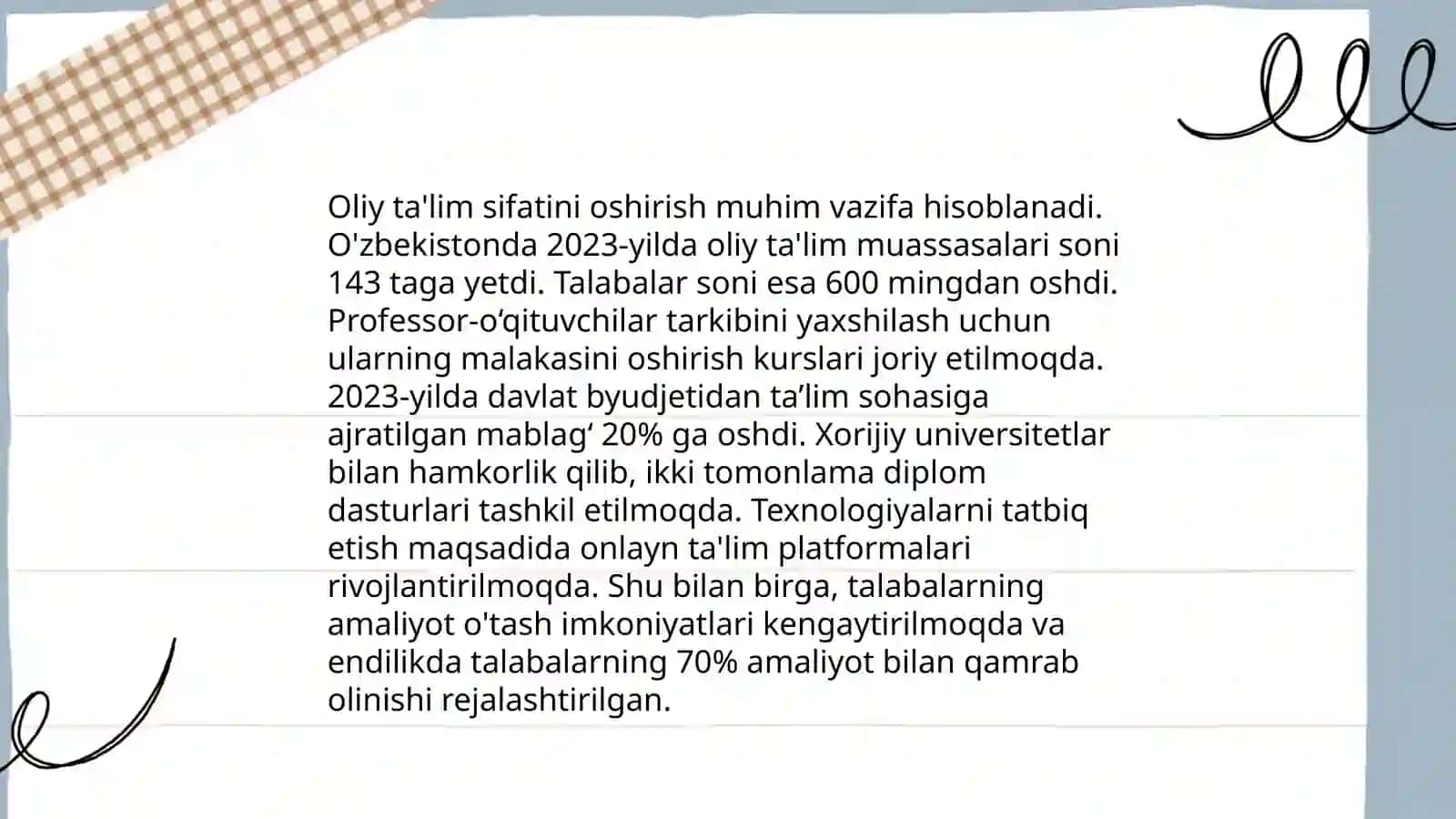 Oliy taʼlim sohasidagi islohotlar va undan koʻzlangan maqsad 3
