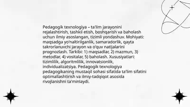 Pedagogik texnologiya pedagogikaning mustaqil sohasi sifatida 3