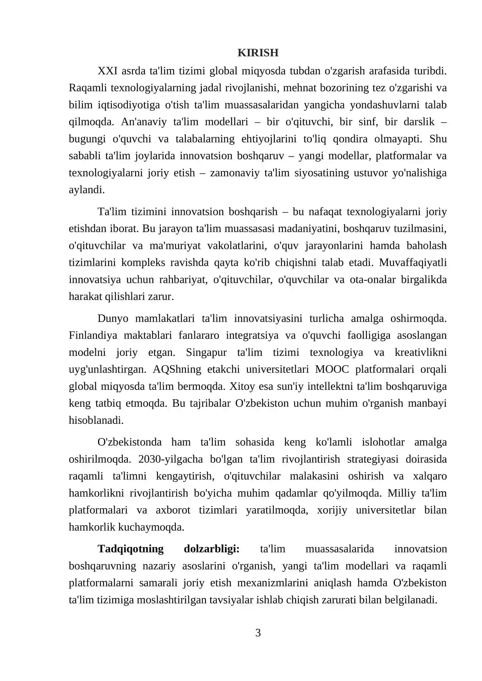 Ta'lim joylarida innovatsiyalik boshqarish: yangi ta'lim modellari va platformalari 3