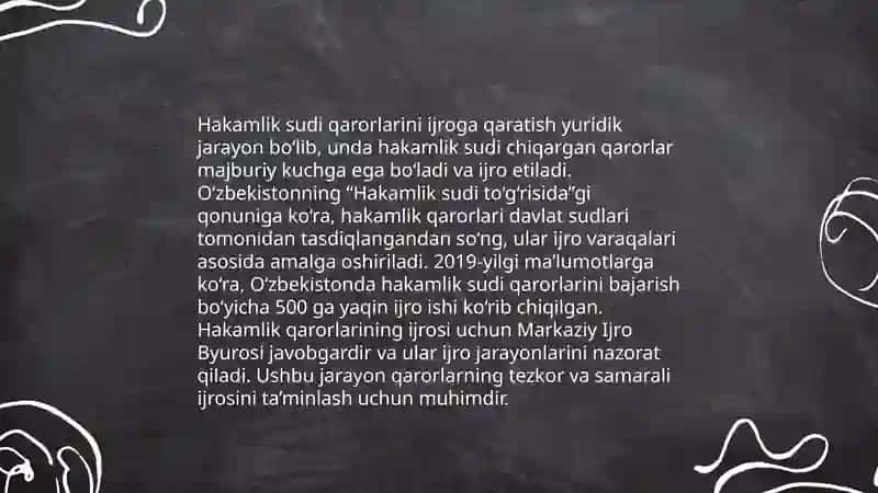 Hakamlik sudining hal qiluv qarorlari bilan bogʻliq boʻlgan ishlarni yuritish 3