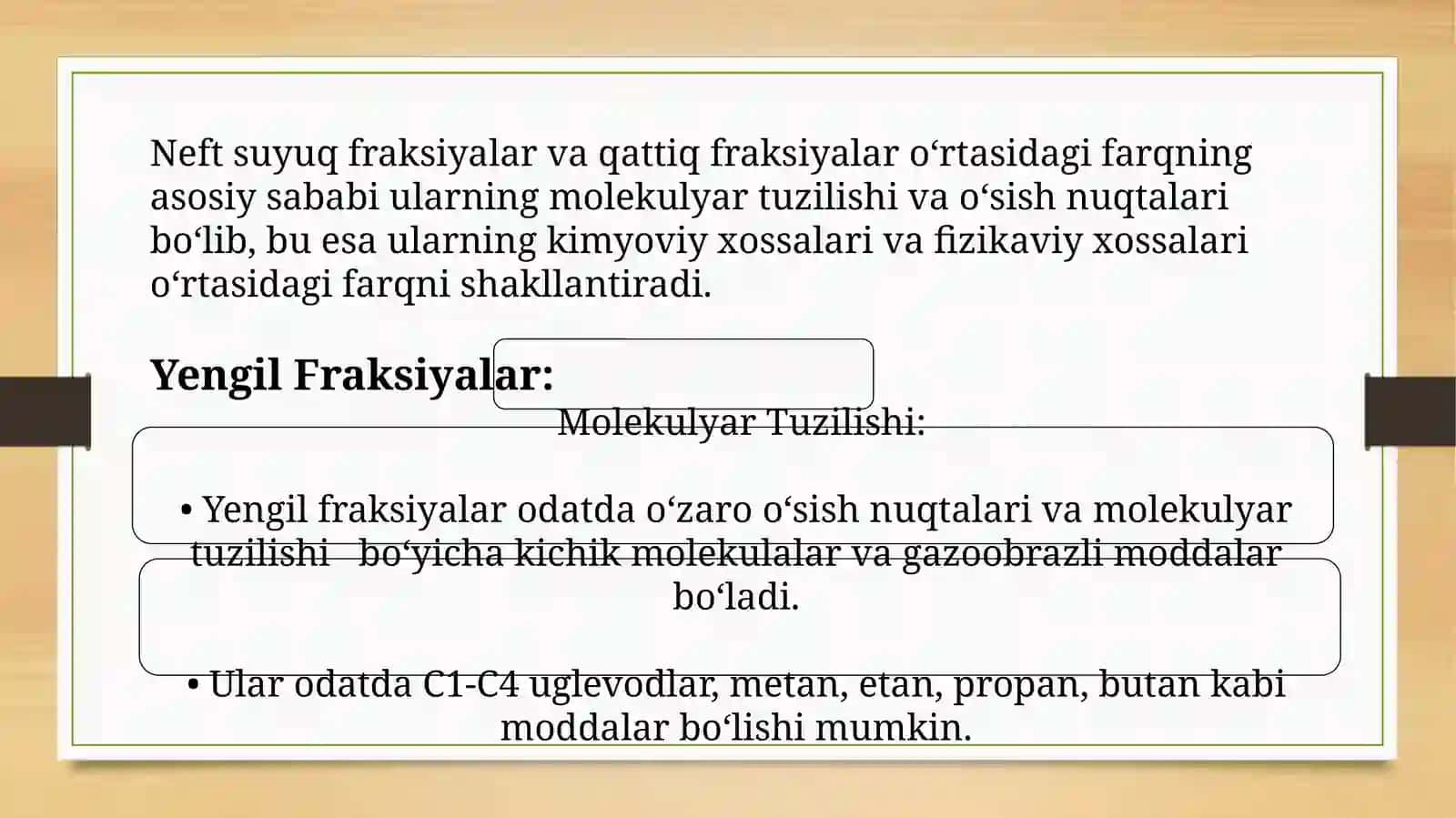 Neftsuyuq fraksiyalar va qattiq fraksiyalar orasidagi farqning asosiy sababi 3