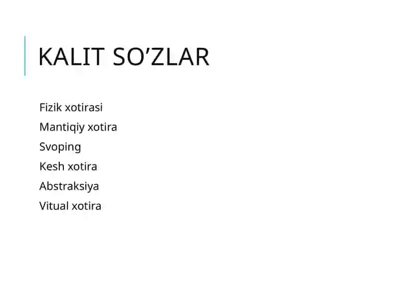 OPERATSION TIZIMLARDA XOTIRANI BOSHQARISH. XOTIRA TURLARI 3