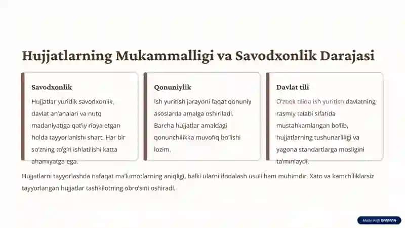 IshHujjatlarivaUlargaQo‘yiladiganAsosiyTalablar 3