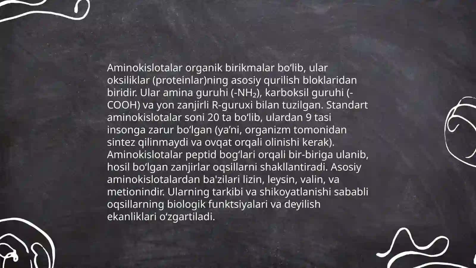 Aminokislotalar tuzilishi va axamiyati 3