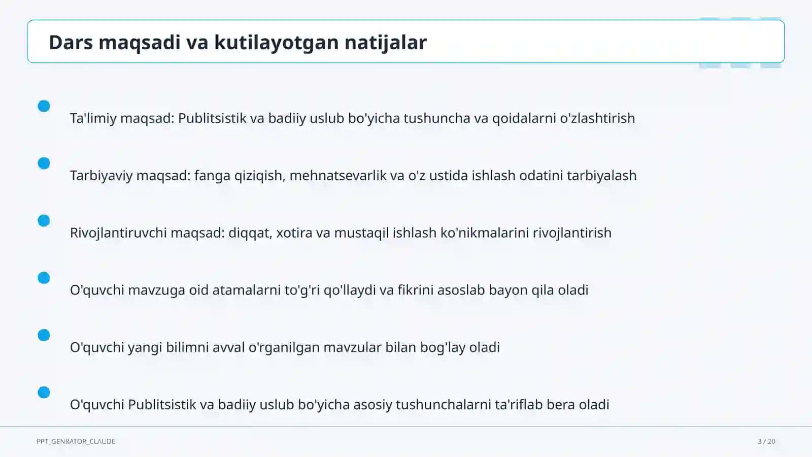 Publitsistik va badiiy uslub (10-sinf) 3