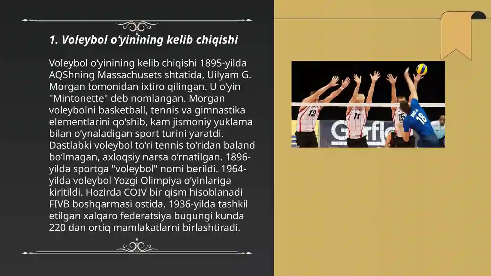 Voleybol o‘yinning paydo bo‘lishi va rivojlanish tarixi 3