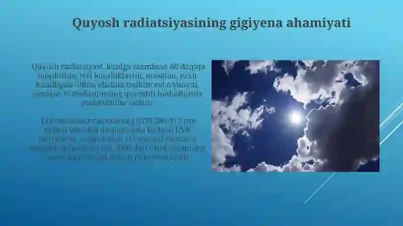 Quyosh radiatsiyasining gigiyena ahamiyati 3
