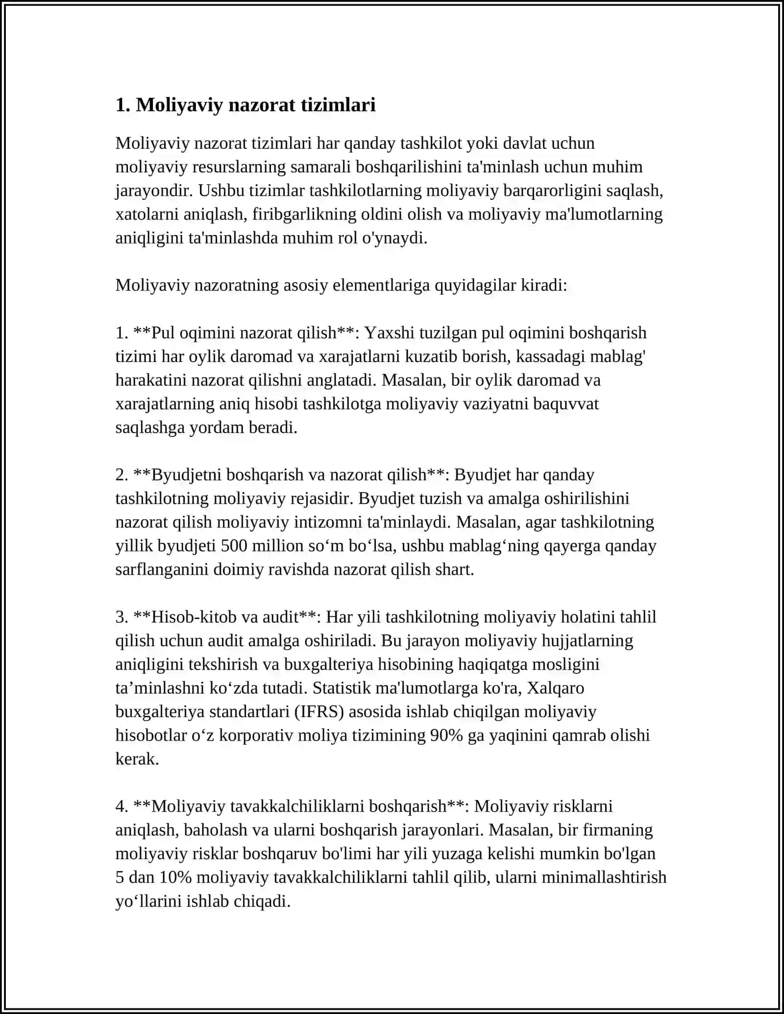 MUSTAQIL ISH Mavzu: ORALIQ NAZORAT ISHI 3