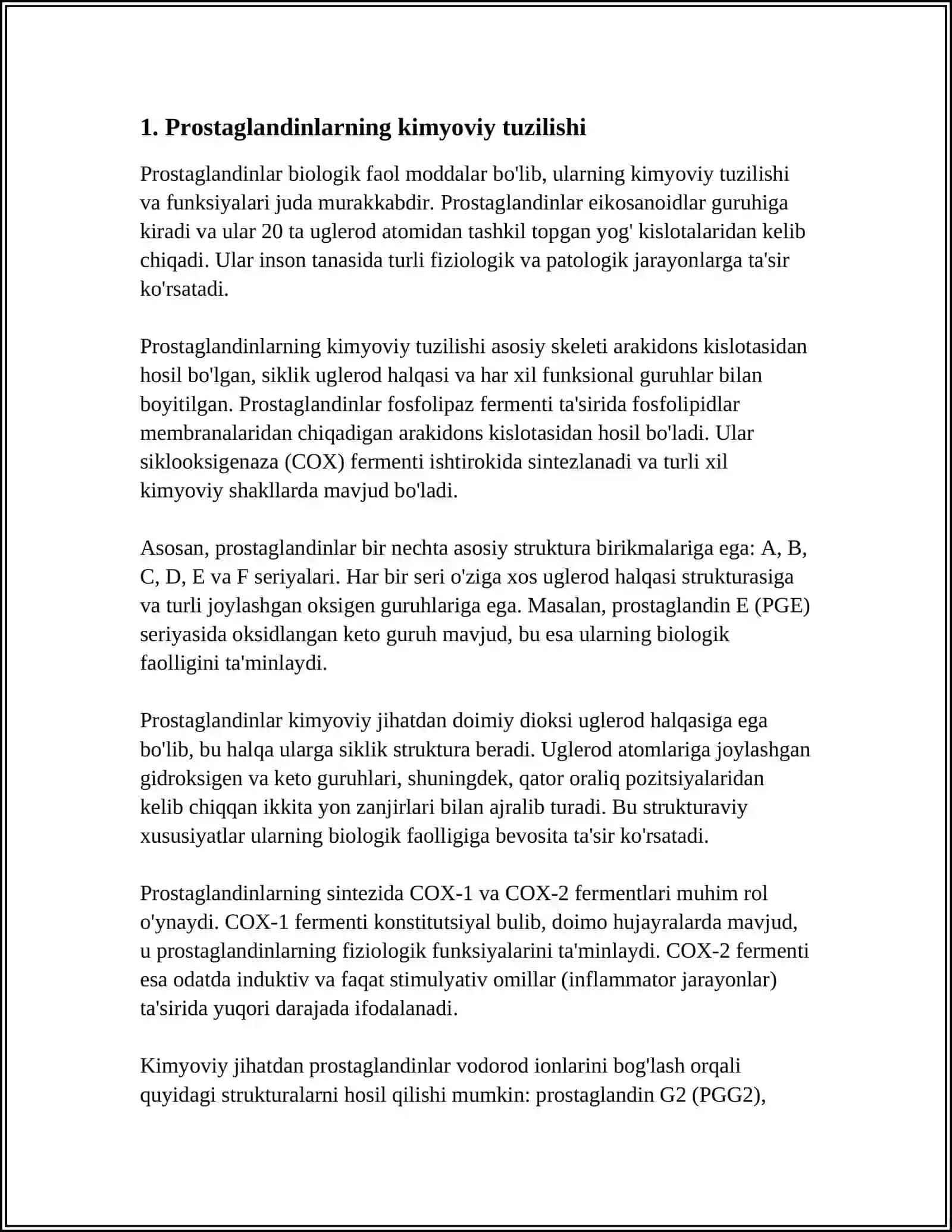 PROSTAGLANDINLAR VA ULARNING BIOLOGIK AHAMIYATI 3