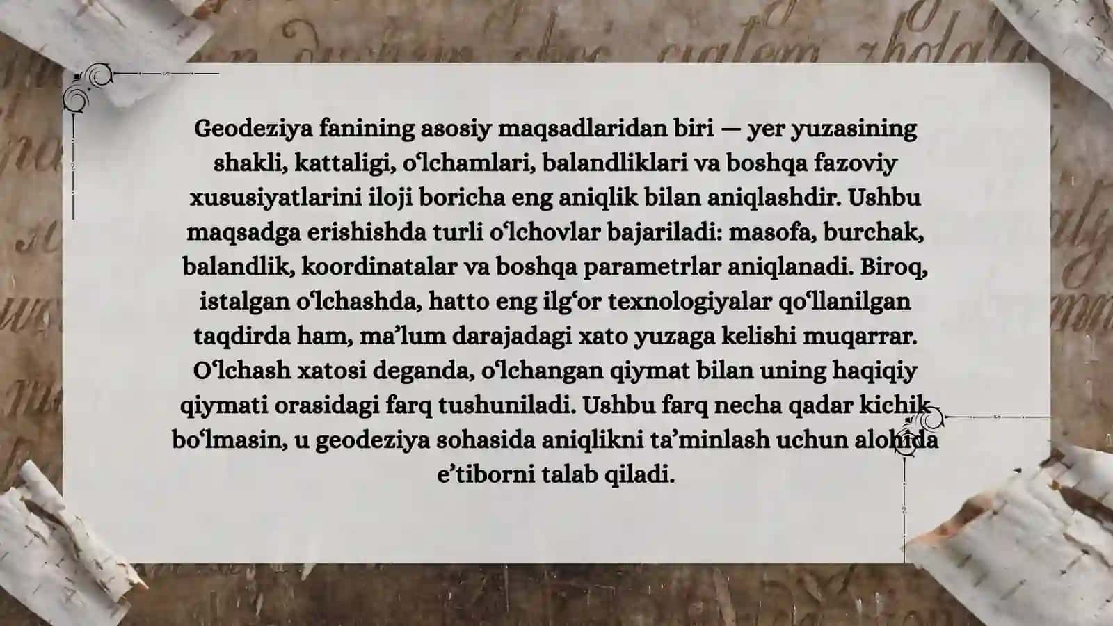 O‘LCHASH XATOLARI 3