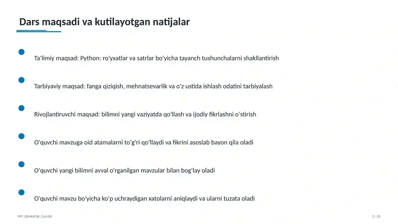 Python: ro'yxatlar va satrlar (9-sinf) 3