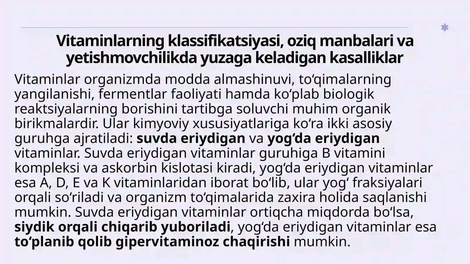 Organizmni vitaminlar bilan ta’minlanganligini o‘rganish va baholash 3