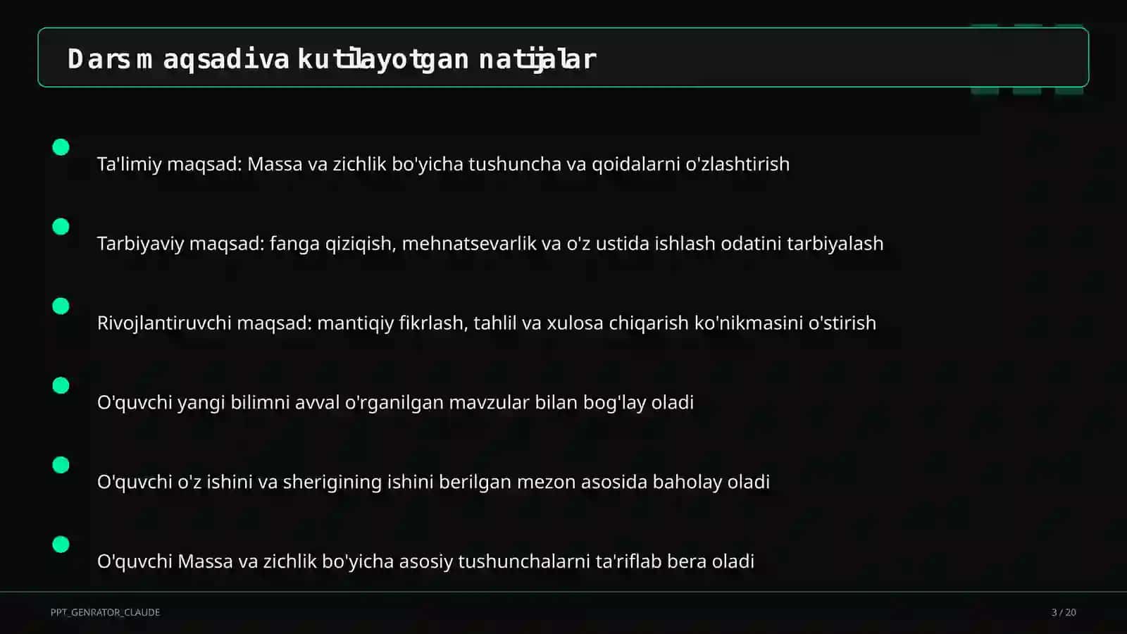 Massa va zichlik (6-sinf) 3