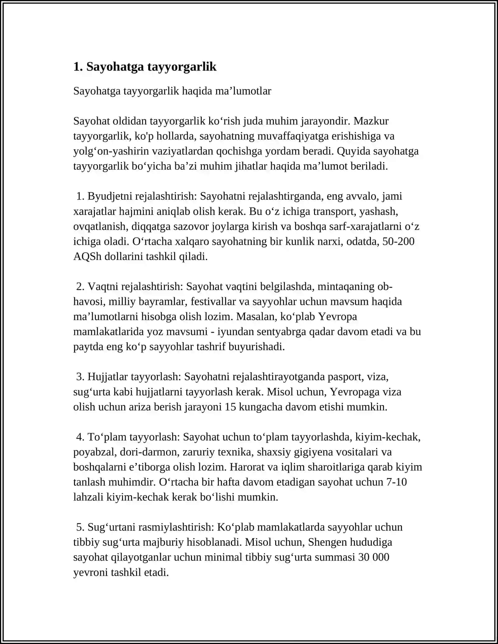 XAYOLIY SAYYOHAT DARSI 3