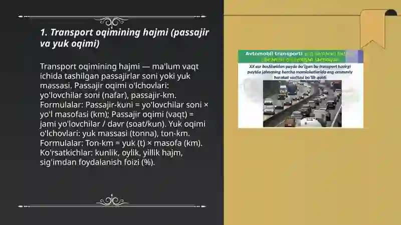 Transport oqimining asosiy ko'rsatkichlari 3