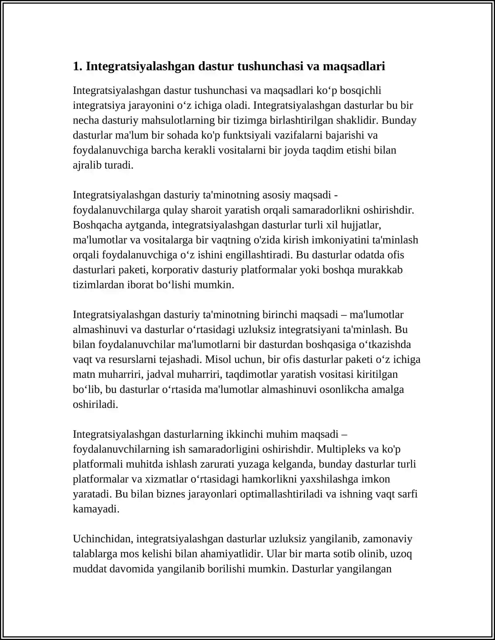 INTEGRATSIYALASHGAN DASTURLARNI TASHKIL ETISH MAVZUSIGA SLAYD 10TA LIK 3