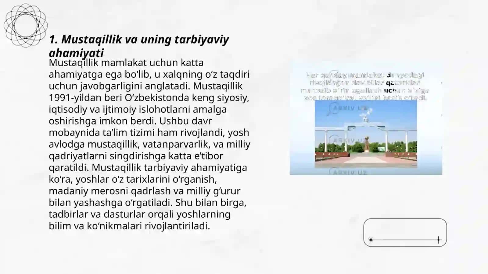 Mamlakatning tarbiyaviy tizimi uning mustaqillik, milliy taraqqiyot yòli 3