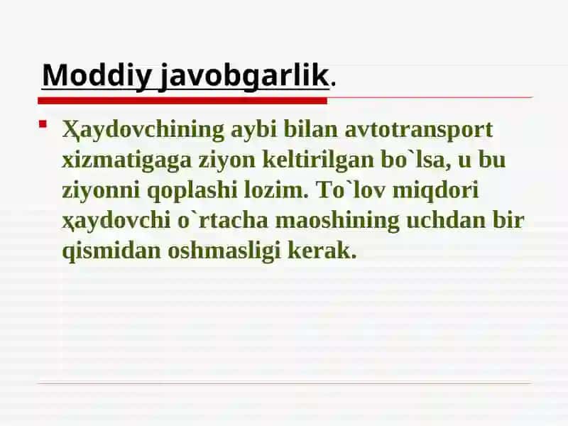 Haydovchilarining javobgarliklari 3