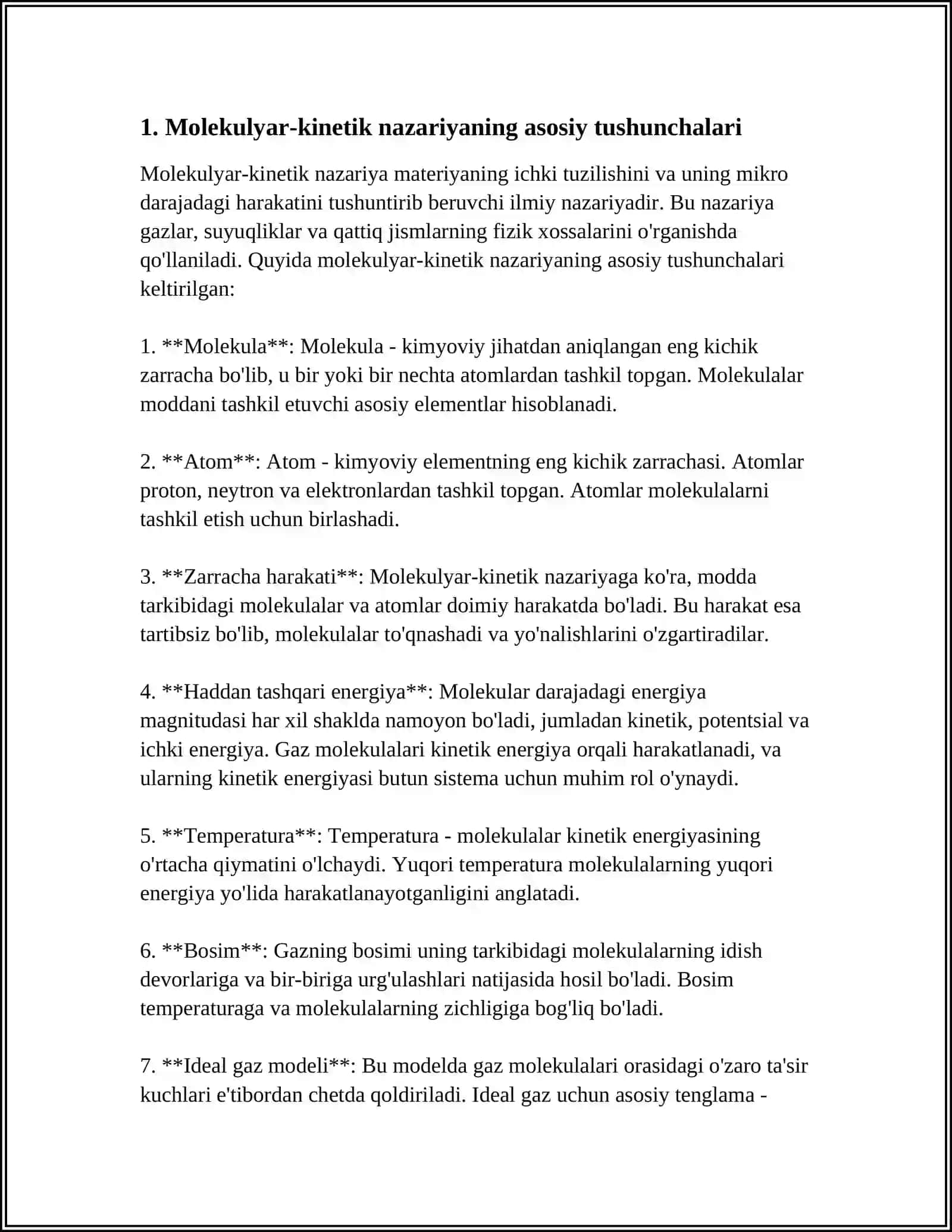 MODDA TUZILISHINING MOLEKULYAR-KINETIK NAZARIYASI ASOSLARINI O'QITISH METODIKASI 3