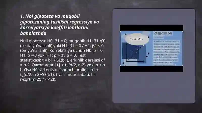 Regressiya koeffitsientining va korrelyatsiya koeffitsientining statestik ahamiyatini baholash 3
