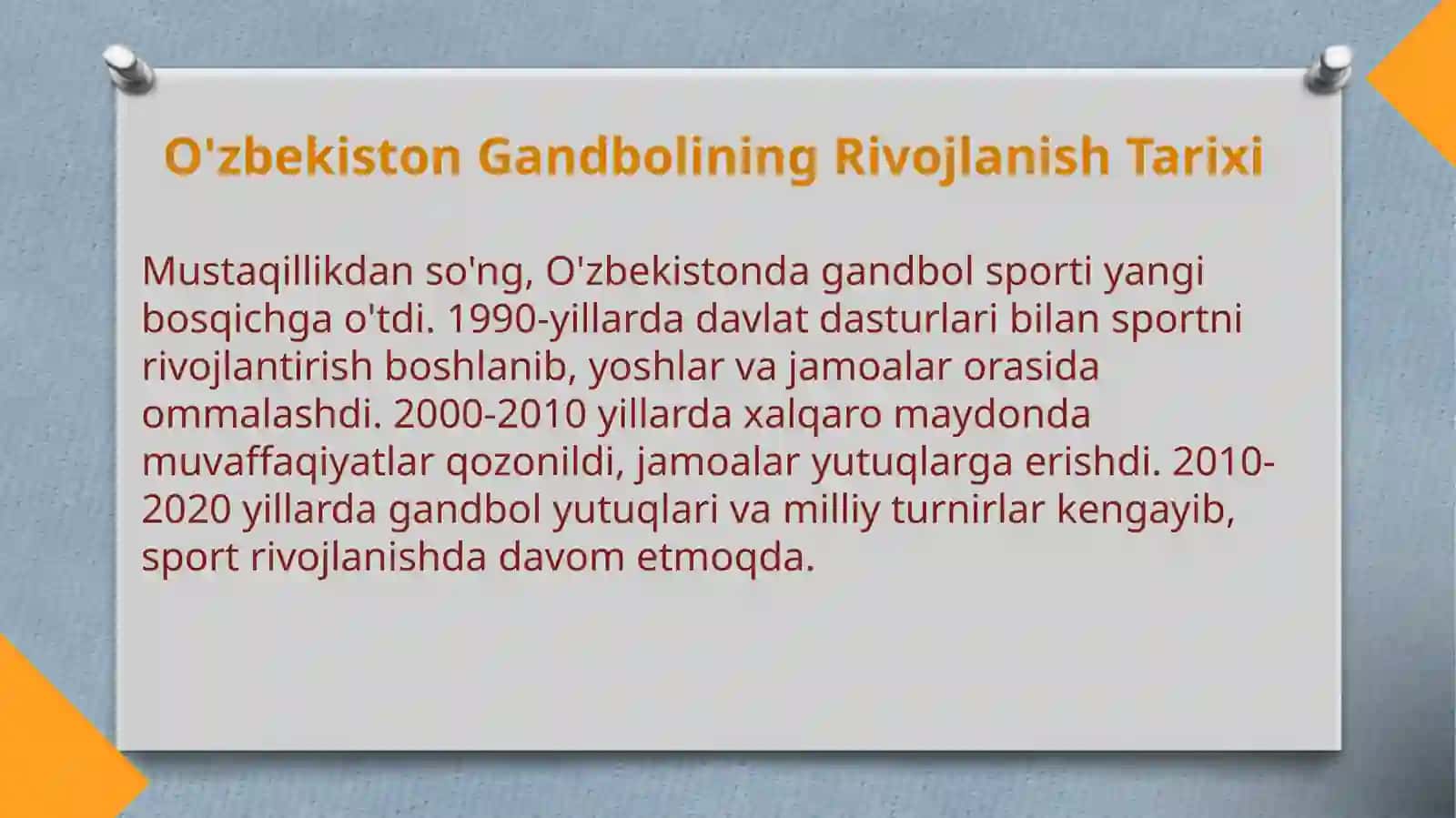 O'zbekiston Gandbolning Jahon Arenalarida Tutgan O'rni 3