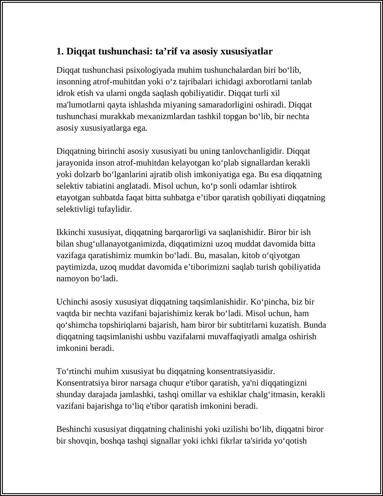 DIQQAT HAQIDA TUSHUNCHA VA UNING NERV FIZIOLOGIK ASOSLARI.DIQQAT TURLARI 3
