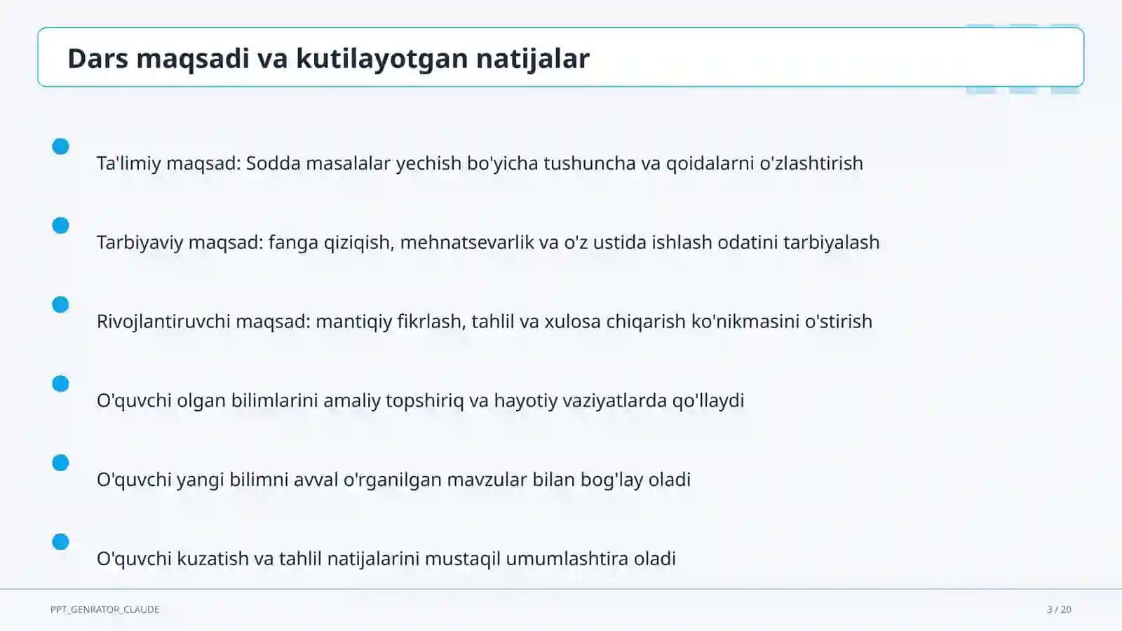 Sodda masalalar yechish (1-sinf) 3