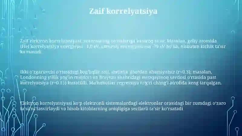 Elektron korrelyatsiyalarni hisobga olish 3