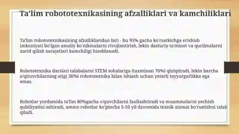 Robotlar yordamida ta'lim jarayonini interfaol qilish usullari 3