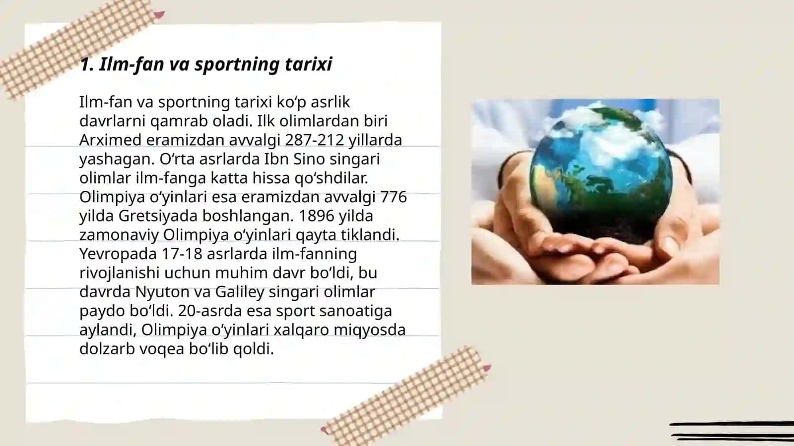 Ilm-fan va sport haqida loyiha ishi 3