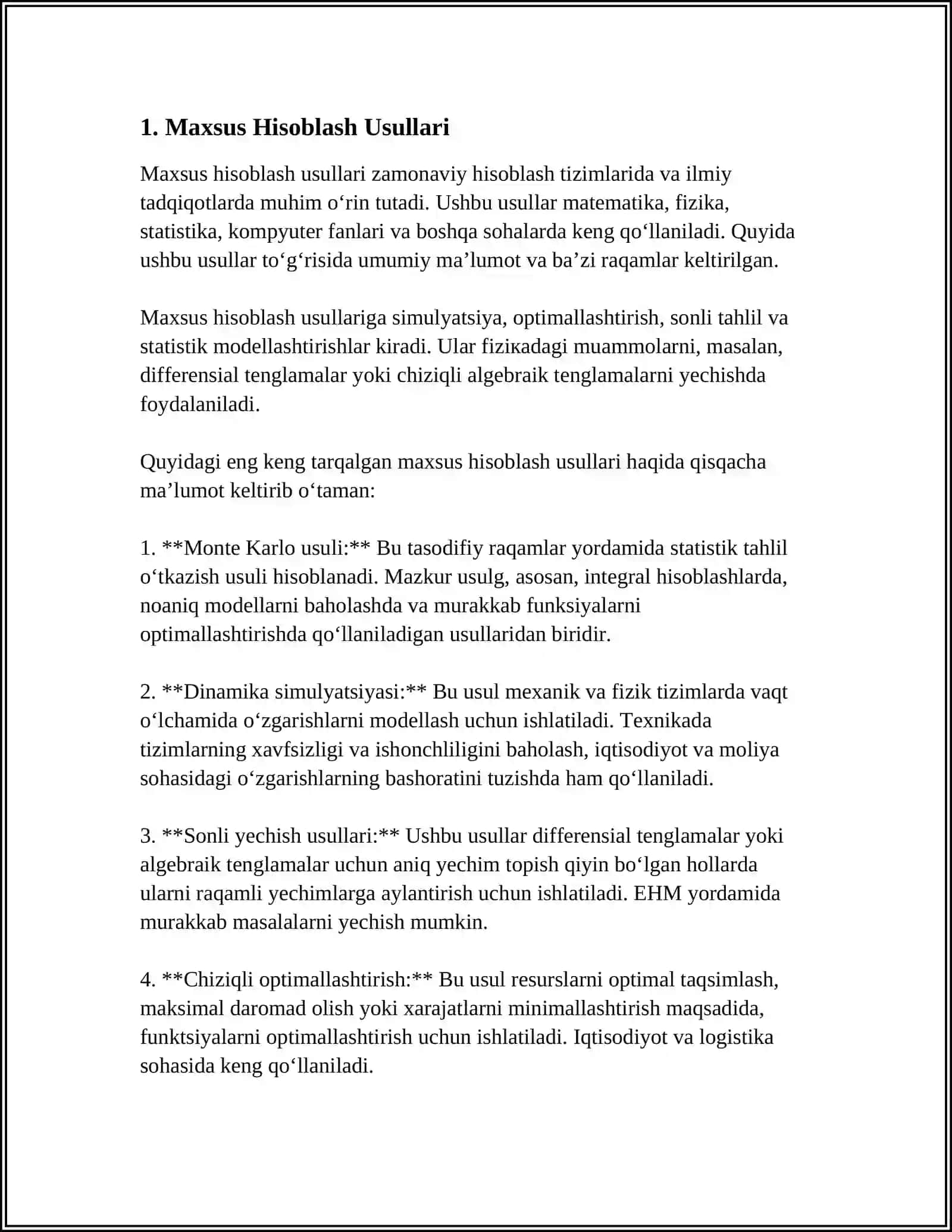 Maxsus Hisoblash Usullari 3