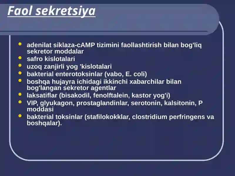 Diareya sindromli kasalliklarni differentsial diagnostikasi va davolash tamoyillari 3