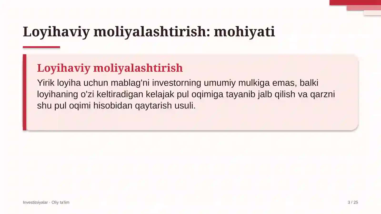 Elektr montaj ishlarida loyihaviy moliyalashtirish 3