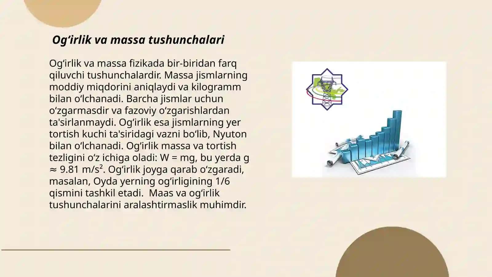 Jismlarning og'irligi. Og'irlik kuchi mavzusini o'qitish metodikasi 3