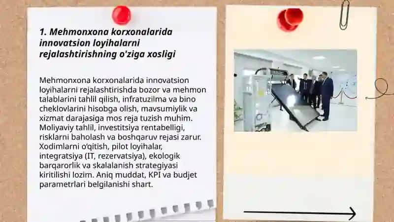 Mehmonxona korxonalarida innovatsion loyihalarni amalga oshirishning òziga xos xususiyatlari 3