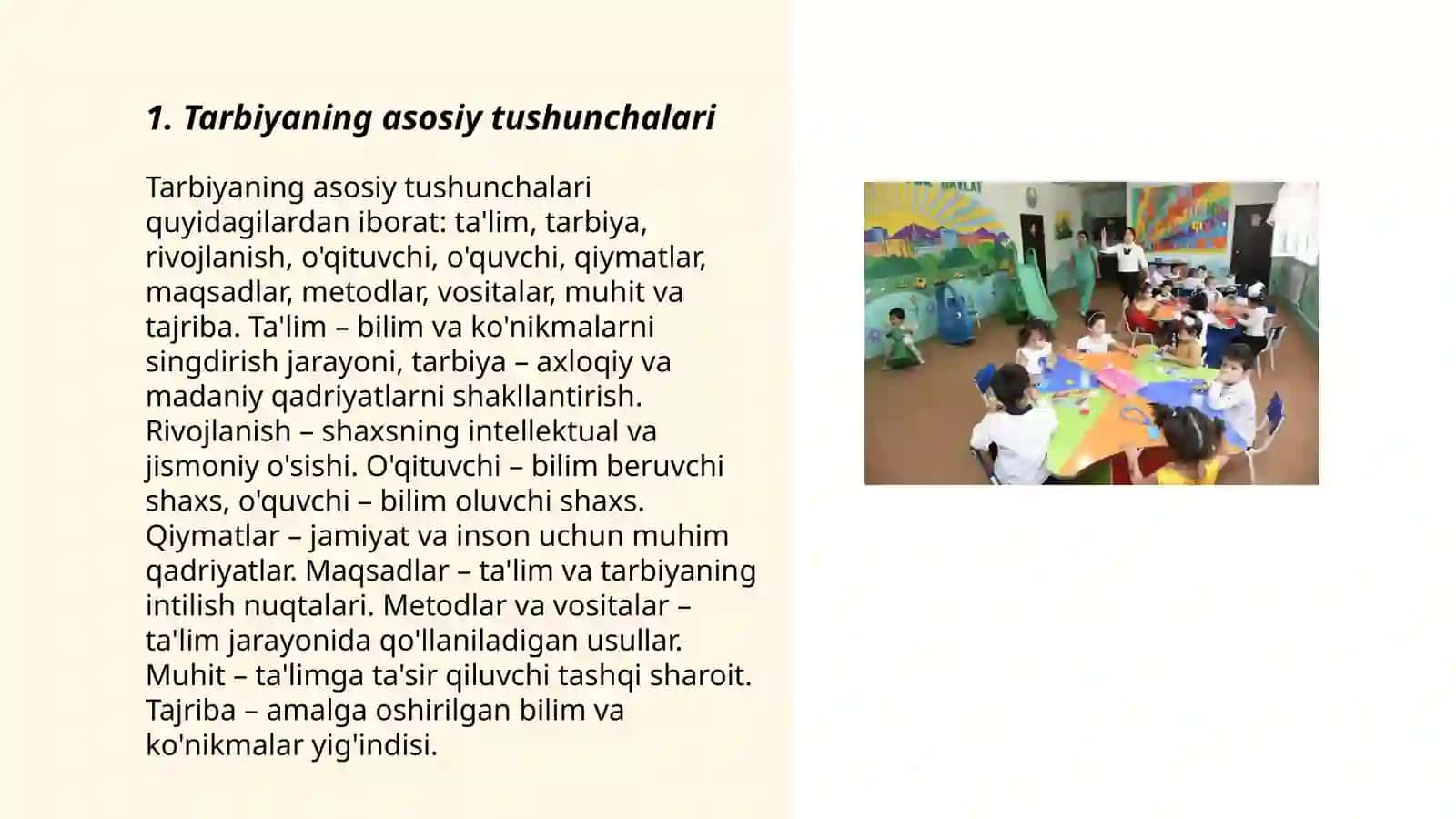 Kõrishda nuqsoni bõlgan bolalar maktabida tarbiyaning mohiyati, maqsadi, vazifalari 3