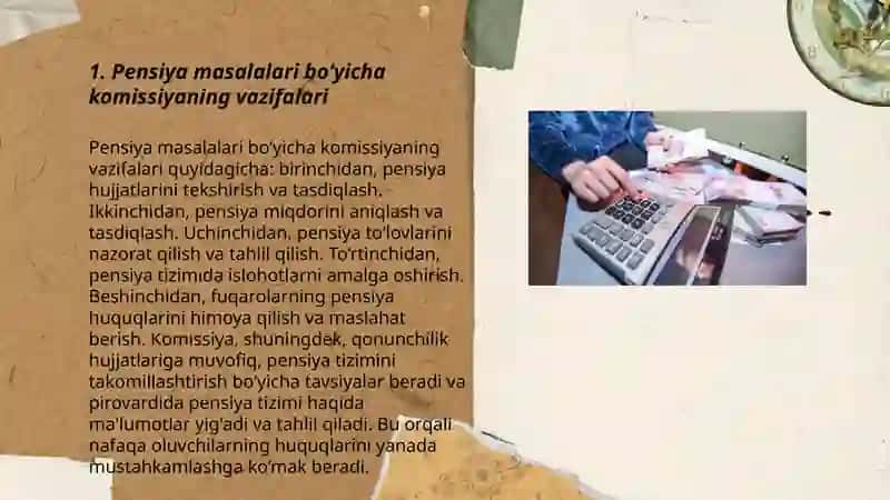 Pensiya masalalari boʻyicha komissiya va mehnatkashlarni pensiya ta'minotidagi roli 3