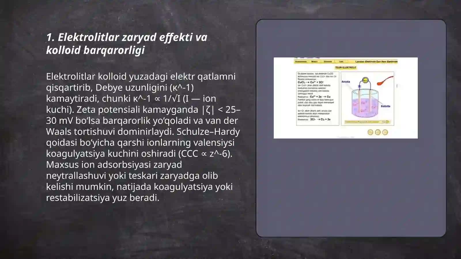 Elektrolitlar ta'sirida bo'ladigan koagulyatsiya 3