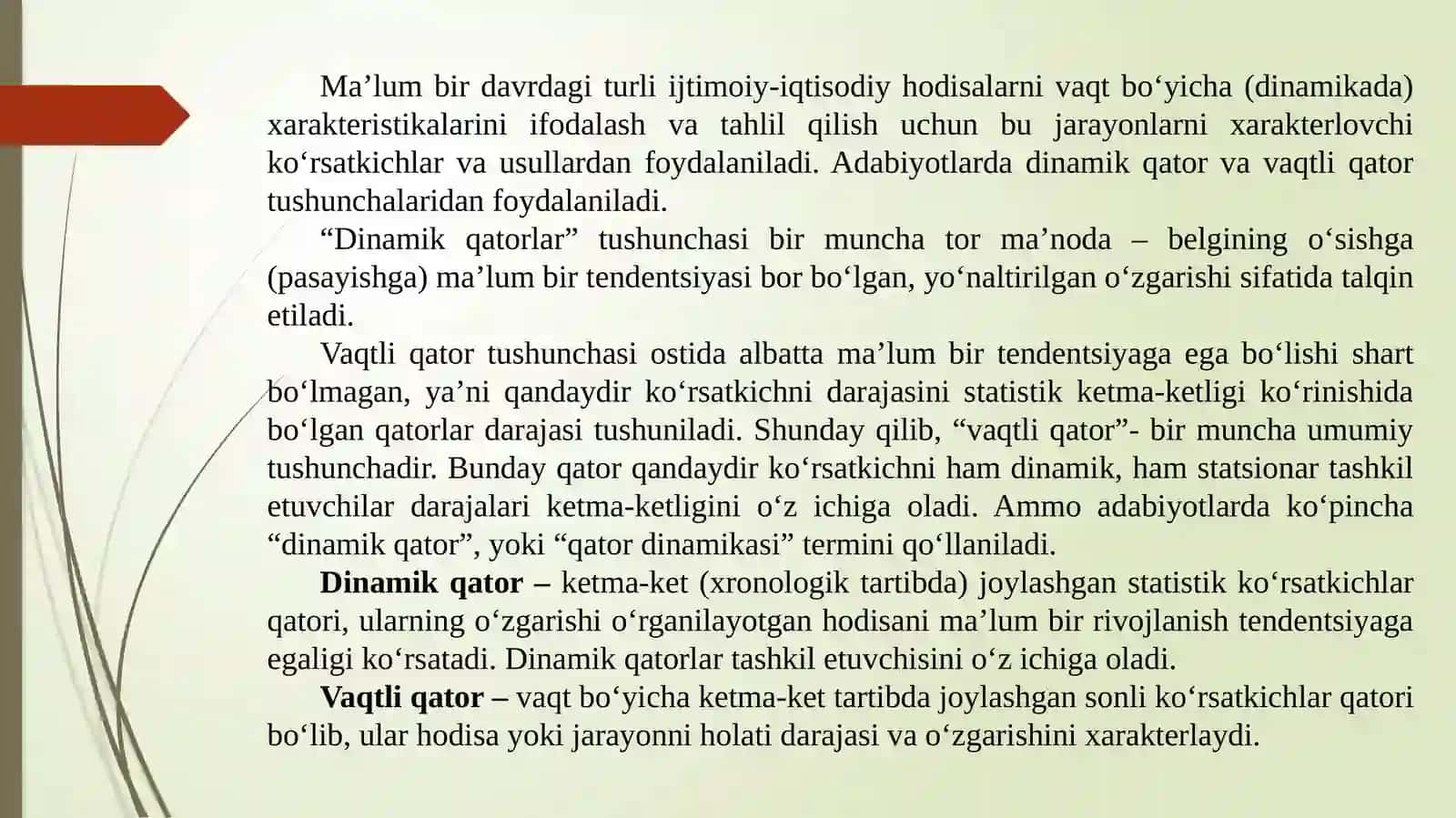 Vaqtli qatorlar. Tenglamalar tizimi ko‘rinishidagi ekonometrik model 3