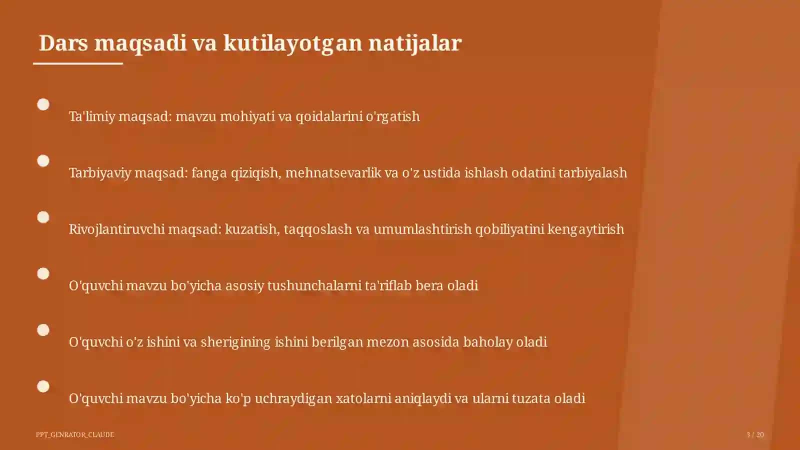 Dolzarb mavzular — maktab va o'qituvchilar (2026) — takrorlash darsi uchun 3