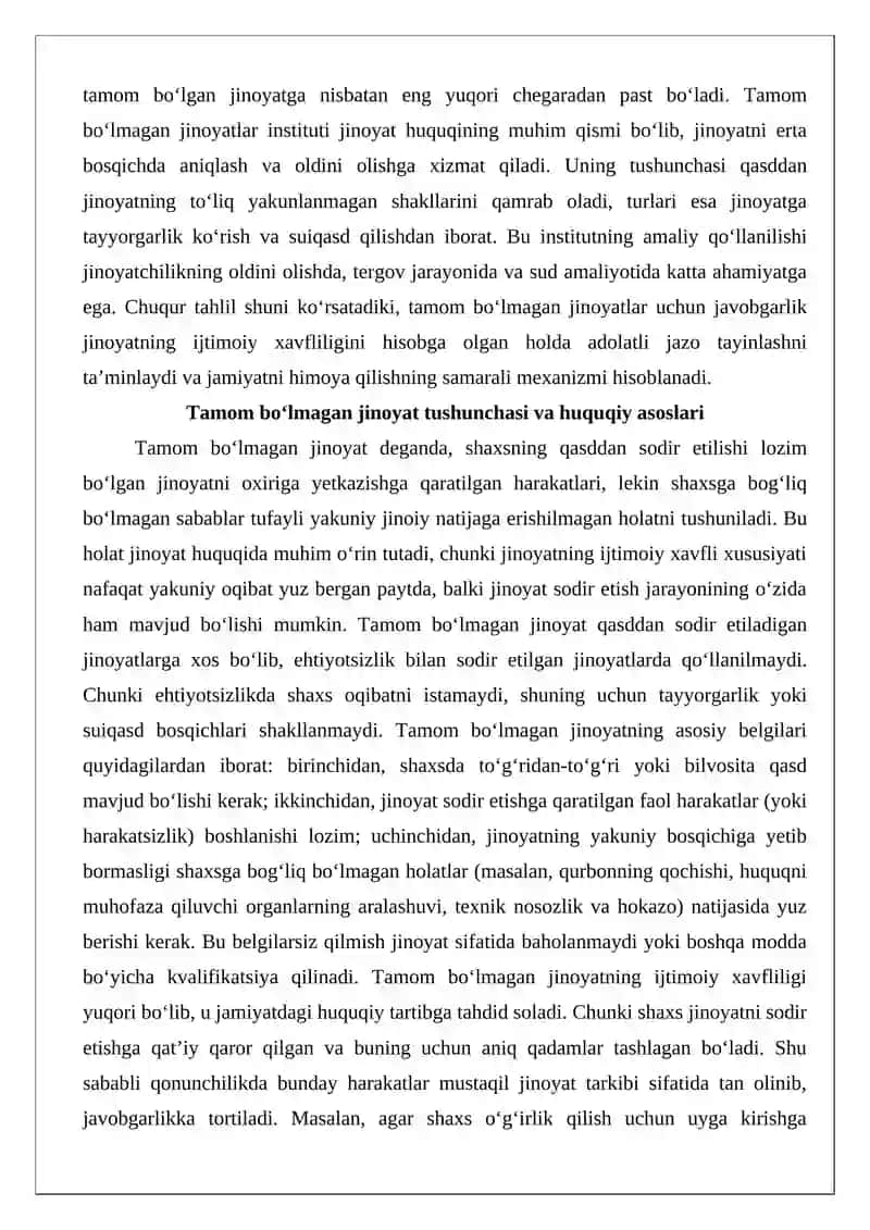 Tamom bo‘lmagan jinoyatlar tushunchasi va turlari 3