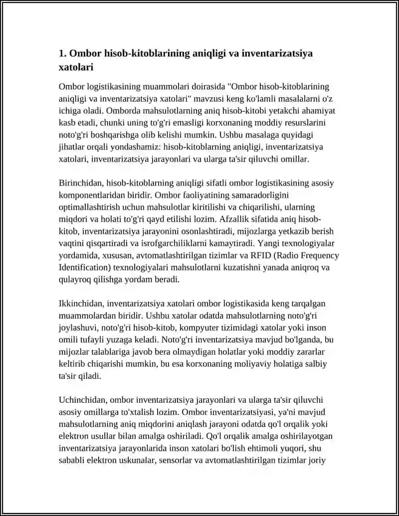 OMBOR LOGISTIKASINING MUAMMOLARI 3